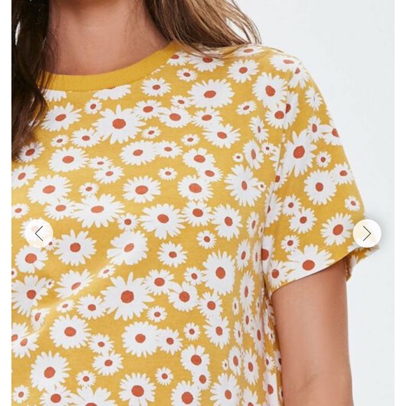 Forever 21 Retro Yellow Floral Print T-Shirt Dress - Picture 4 of 9
